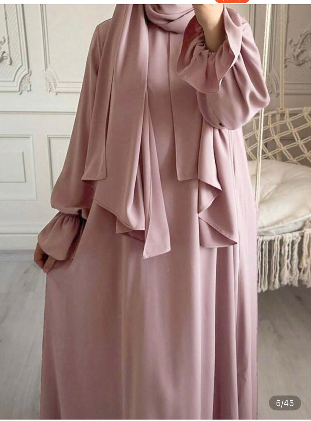 women modest long sleeve maxi dress with matching hijab loose fit abaya