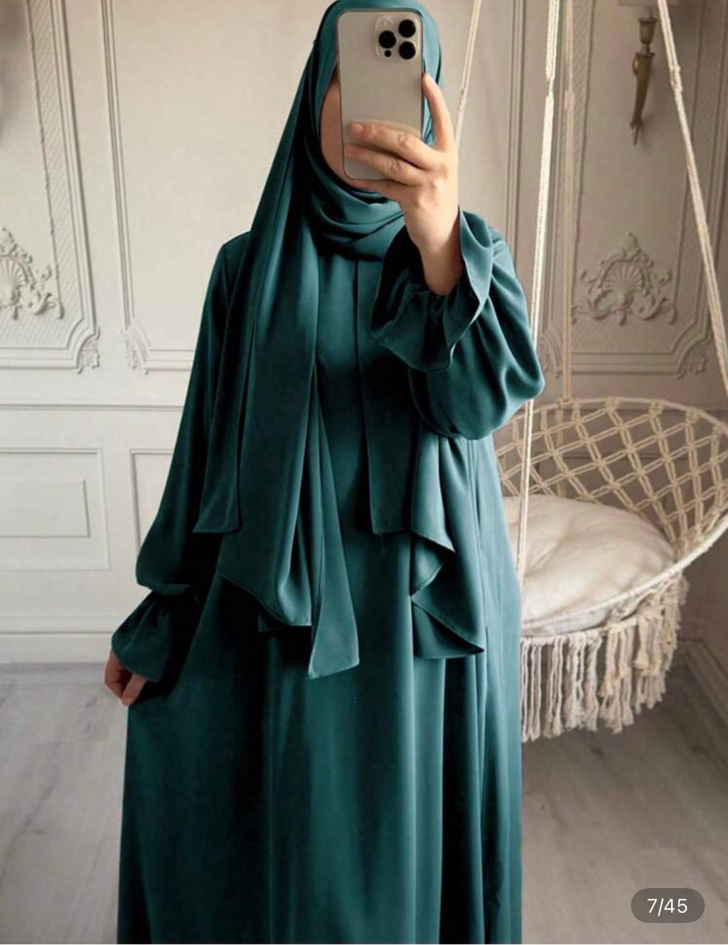 women modest long sleeve maxi dress with matching hijab loose fit abaya