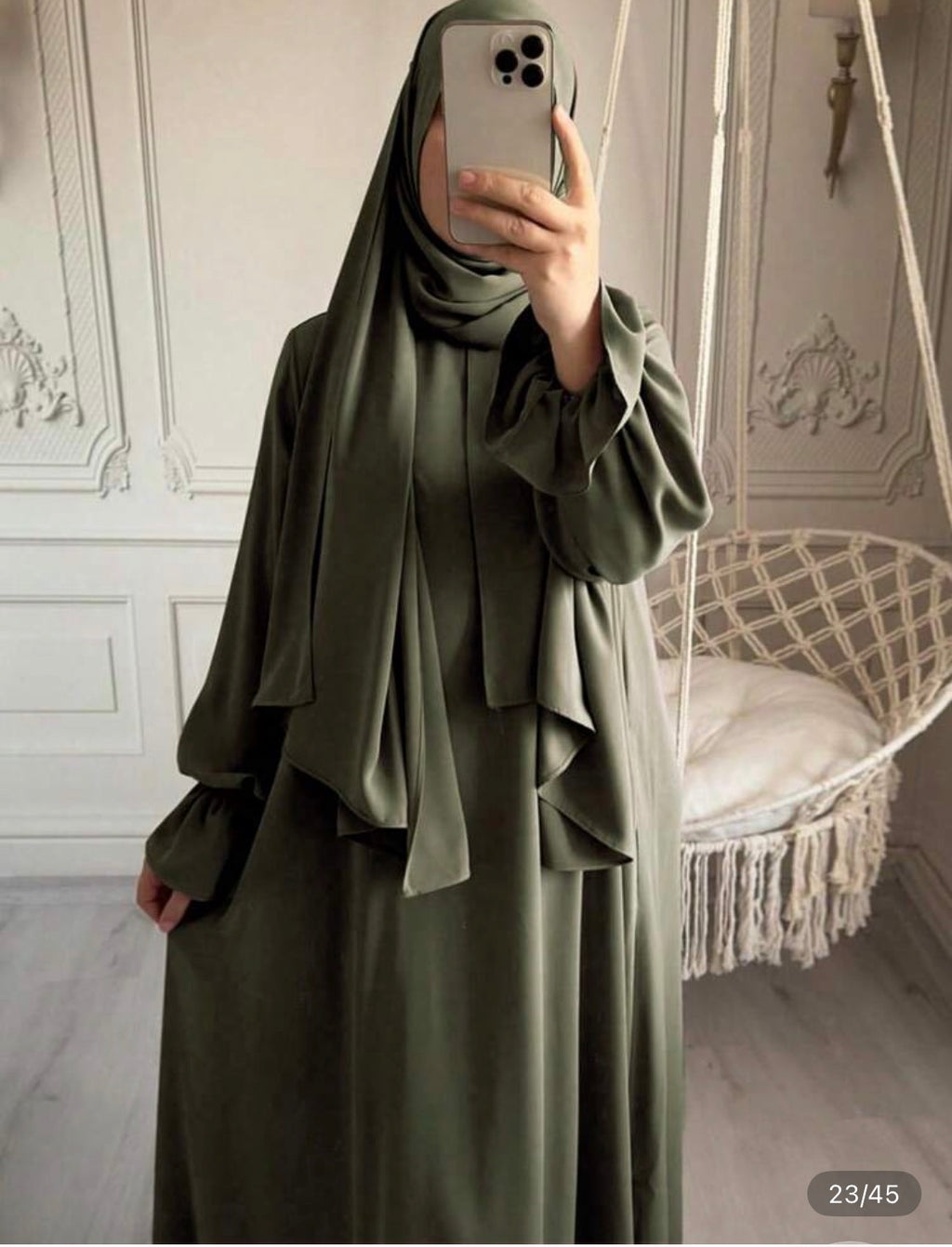 women modest long sleeve maxi dress with matching hijab loose fit abaya