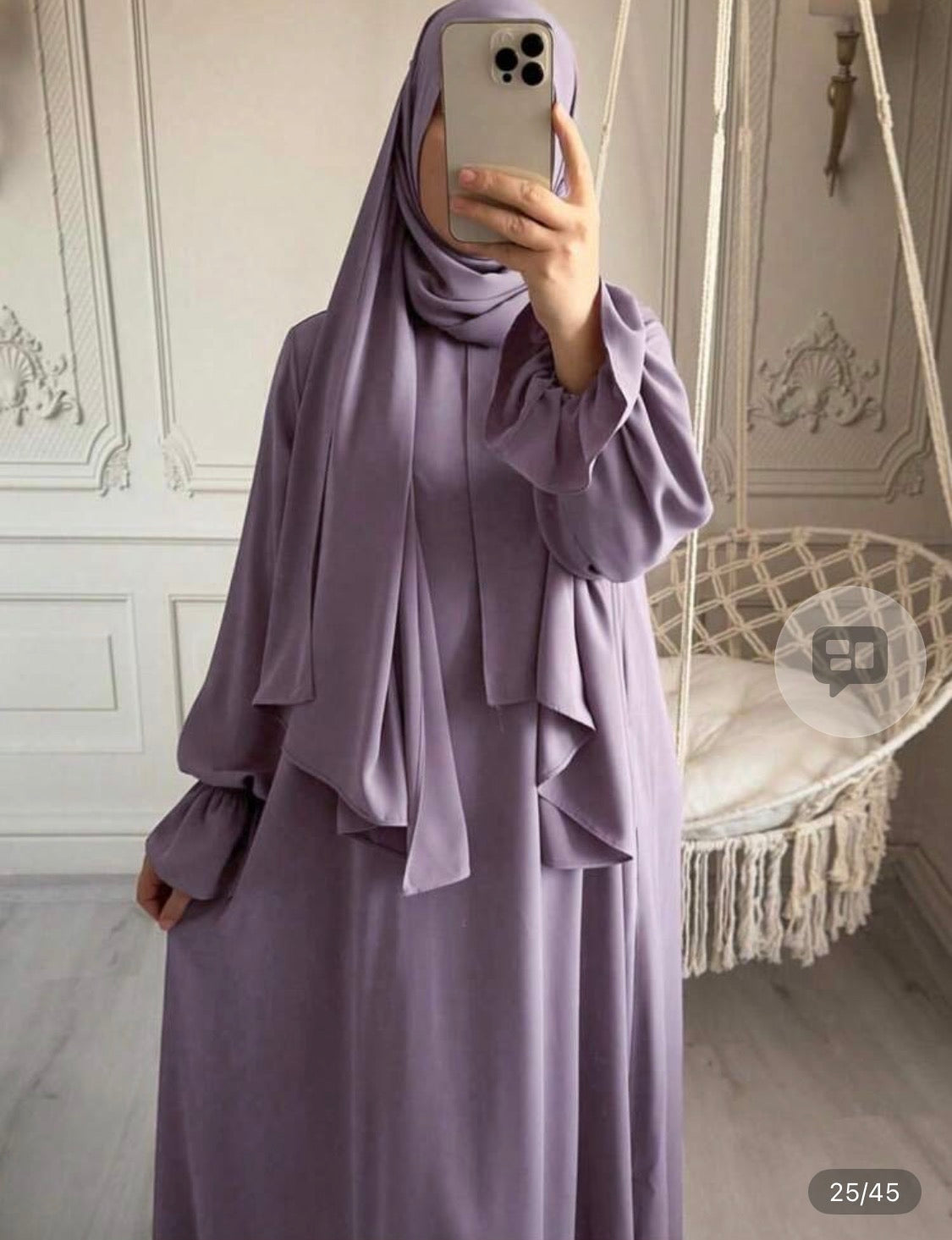 women modest long sleeve maxi dress with matching hijab loose fit abaya